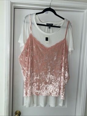 Love & Legend Blush Pink Velvet Cami with Lace Trim